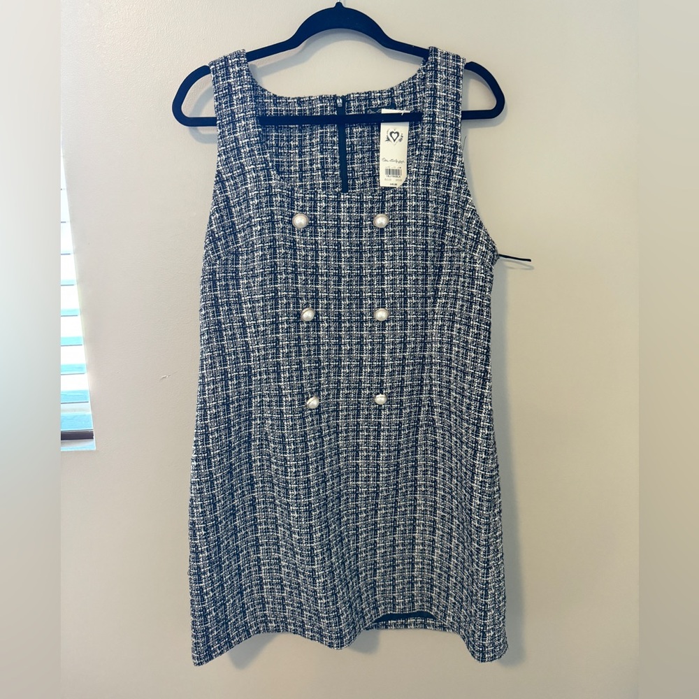Miss Selfridge Tweed Mini Dress with Pearl and Gold Buttons